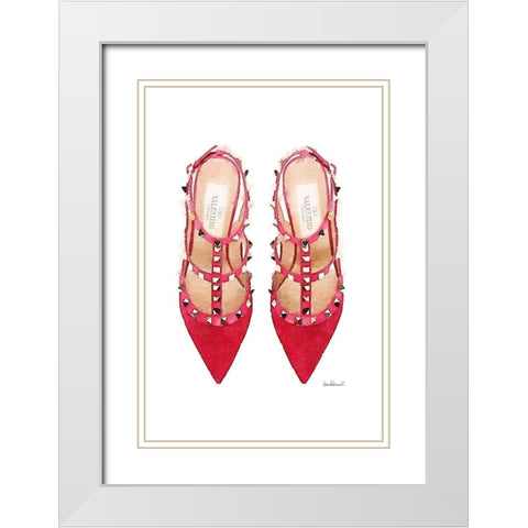 Red Stud Shoes White Modern Wood Framed Art Print with Double Matting by Greenwood, Amanda