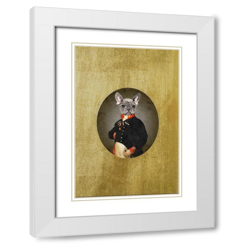 All Dressed up Frenchie White Modern Wood Framed Art Print with Double Matting by Amanda Greenwood