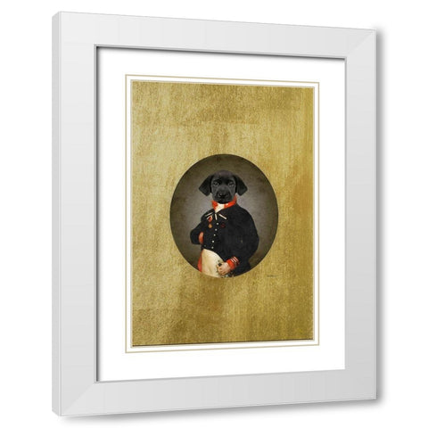 All Dressed up Labrador White Modern Wood Framed Art Print with Double Matting by Amanda Greenwood