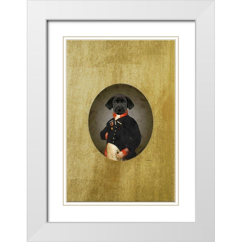 All Dressed up Labrador White Modern Wood Framed Art Print with Double Matting by Amanda Greenwood
