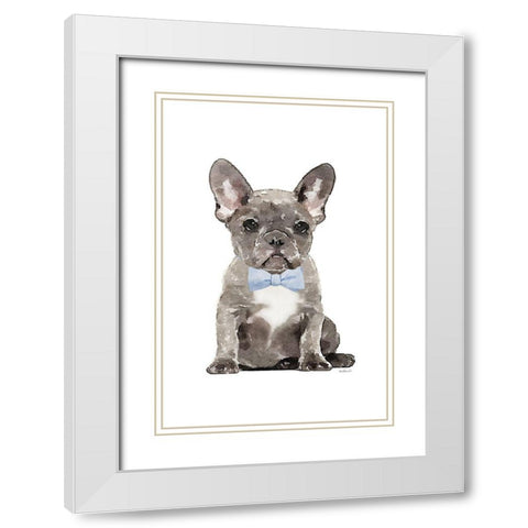 Frenchie VI White Modern Wood Framed Art Print with Double Matting by Amanda Greenwood