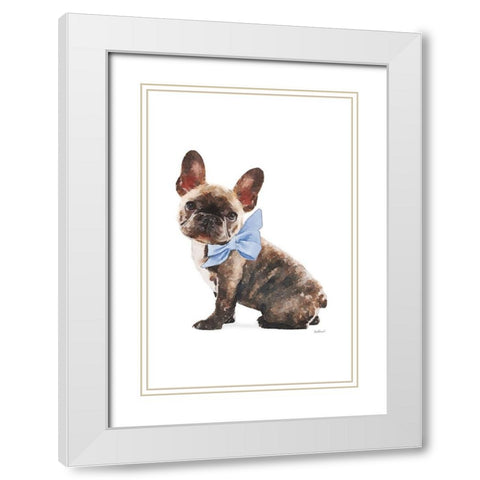 Frenchie VII White Modern Wood Framed Art Print with Double Matting by Amanda Greenwood