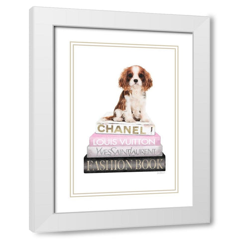 King of the Bookstack White Modern Wood Framed Art Print with Double Matting by Amanda Greenwood