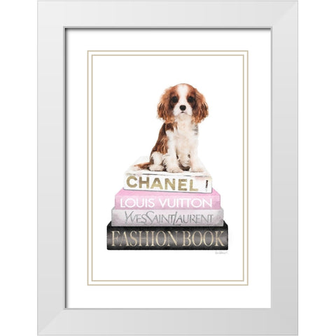 King of the Bookstack White Modern Wood Framed Art Print with Double Matting by Amanda Greenwood