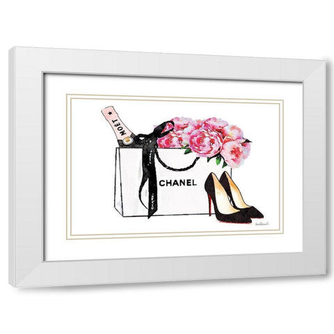 Champagne and Shopping White Modern Wood Framed Art Print with Double Matting by Greenwood, Amanda