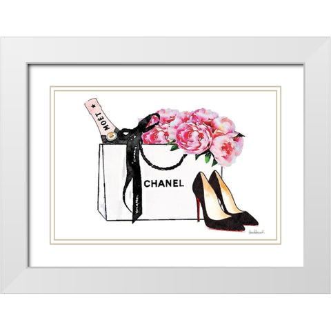 Champagne and Shopping White Modern Wood Framed Art Print with Double Matting by Greenwood, Amanda