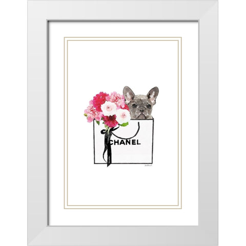 Frenchie and Shopping II White Modern Wood Framed Art Print with Double Matting by Greenwood, Amanda