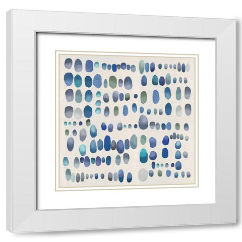 Playful Blue and Green I White Modern Wood Framed Art Print with Double Matting by Perry, Angela