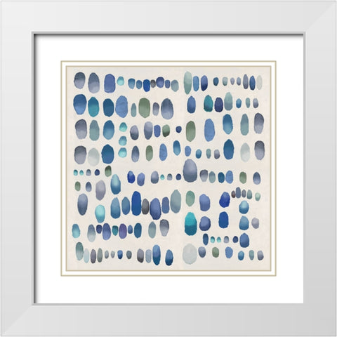 Playful Blue and Green I White Modern Wood Framed Art Print with Double Matting by Perry, Angela