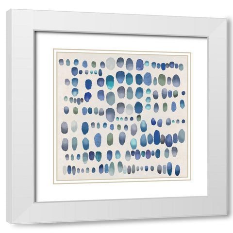 Playful Blue and Green II White Modern Wood Framed Art Print with Double Matting by Perry, Angela