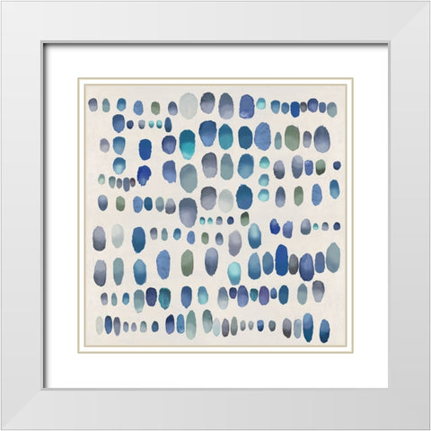 Playful Blue and Green II White Modern Wood Framed Art Print with Double Matting by Perry, Angela