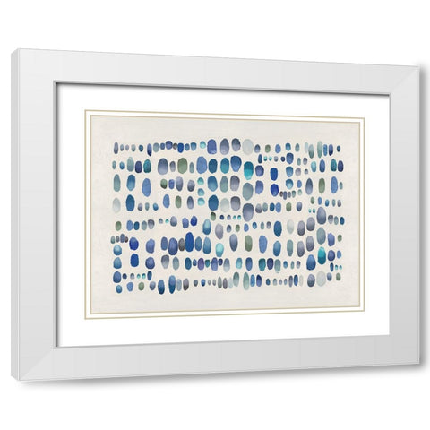 Playful Blue and Green III White Modern Wood Framed Art Print with Double Matting by Perry, Angela