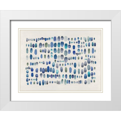 Playful Blue and Green III White Modern Wood Framed Art Print with Double Matting by Perry, Angela
