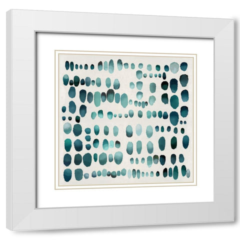Playful Teal I White Modern Wood Framed Art Print with Double Matting by Perry, Angela