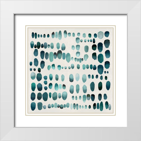 Playful Teal I White Modern Wood Framed Art Print with Double Matting by Perry, Angela