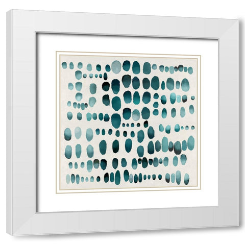 Playful Teal II White Modern Wood Framed Art Print with Double Matting by Perry, Angela