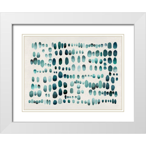 Playful Teal III White Modern Wood Framed Art Print with Double Matting by Perry, Angela
