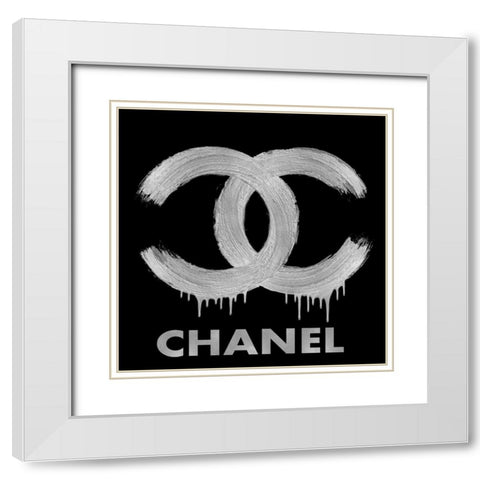 Fashion Logo Silver on Black White Modern Wood Framed Art Print with Double Matting by Blake, Madeline