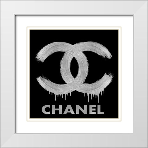 Fashion Logo Silver on Black White Modern Wood Framed Art Print with Double Matting by Blake, Madeline