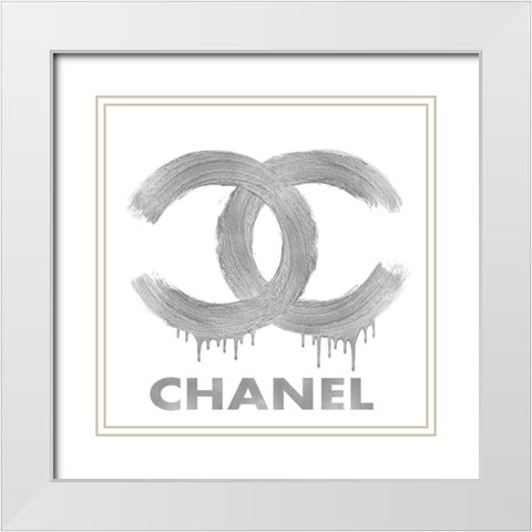 Fashion Logo Silver on White White Modern Wood Framed Art Print with Double Matting by Blake, Madeline