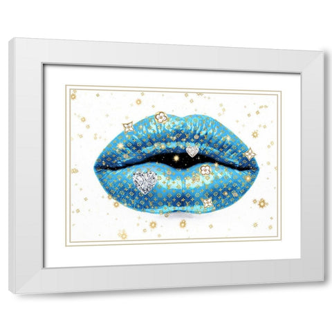 Luxury Lips Blue White Modern Wood Framed Art Print with Double Matting by Blake, Madeline