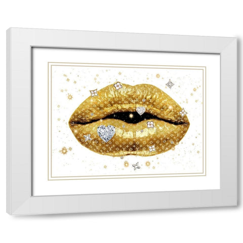 Luxury Lips Gold White Modern Wood Framed Art Print with Double Matting by Blake, Madeline