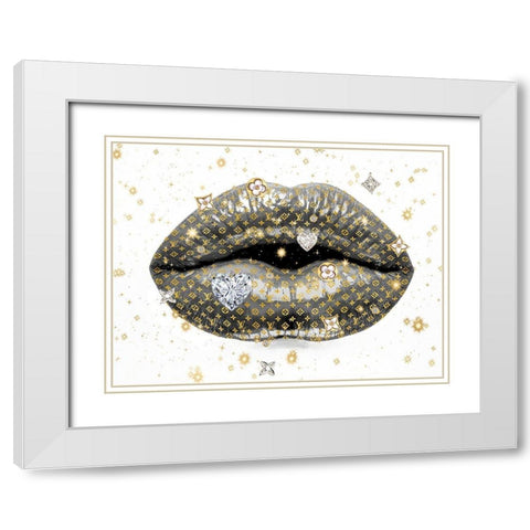 Luxury Lips Gray White Modern Wood Framed Art Print with Double Matting by Blake, Madeline