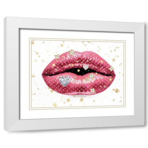 Luxury Lips Pink White Modern Wood Framed Art Print with Double Matting by Blake, Madeline