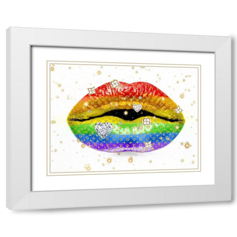 Luxury Lips Rainbow White Modern Wood Framed Art Print with Double Matting by Blake, Madeline