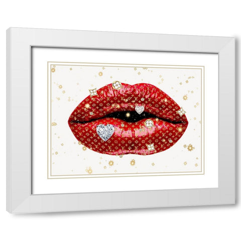 Luxury Lips Red White Modern Wood Framed Art Print with Double Matting by Blake, Madeline