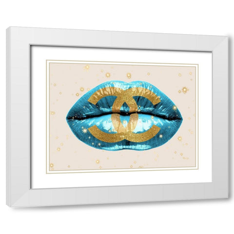 Fashion Lips Blue I White Modern Wood Framed Art Print with Double Matting by Blake, Madeline