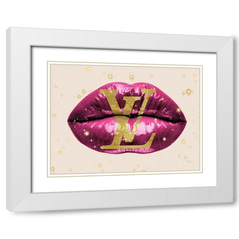Fashion Lips Pink II White Modern Wood Framed Art Print with Double Matting by Blake, Madeline