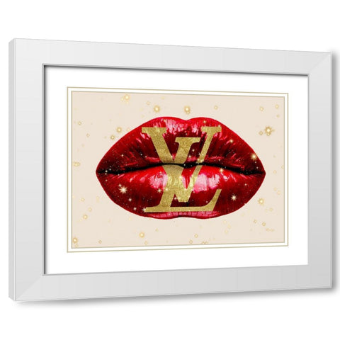 Fashion Lips Red II White Modern Wood Framed Art Print with Double Matting by Blake, Madeline