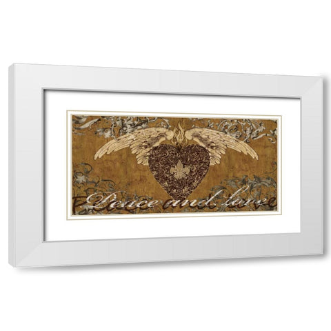 Peace and Love White Modern Wood Framed Art Print with Double Matting by Glover, Brandon