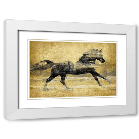 Running Horse Gold I White Modern Wood Framed Art Print with Double Matting by Blake, Madeline