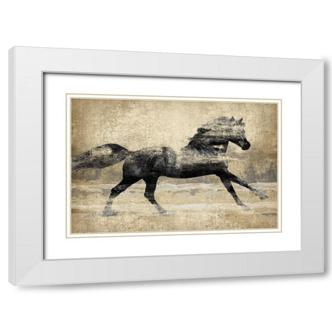 Running Horse Gold II White Modern Wood Framed Art Print with Double Matting by Blake, Madeline