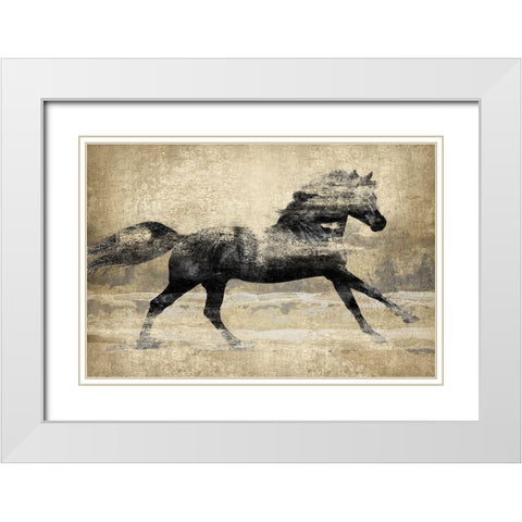 Running Horse Gold II White Modern Wood Framed Art Print with Double Matting by Blake, Madeline