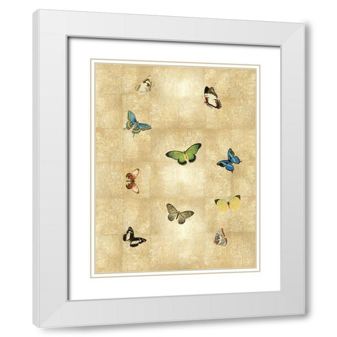 Butterflies on Gold I White Modern Wood Framed Art Print with Double Matting by Blake, Madeline