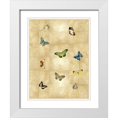 Butterflies on Gold I White Modern Wood Framed Art Print with Double Matting by Blake, Madeline