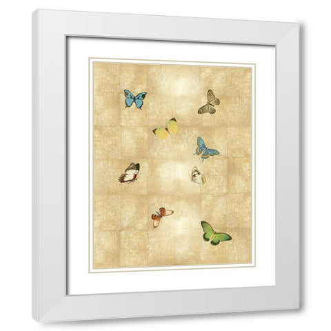 Butterflies on Gold II White Modern Wood Framed Art Print with Double Matting by Blake, Madeline