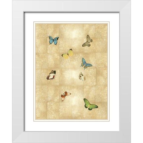 Butterflies on Gold II White Modern Wood Framed Art Print with Double Matting by Blake, Madeline