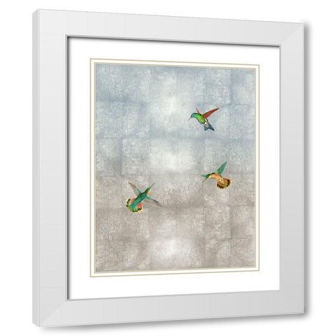 Hummingbirds II White Modern Wood Framed Art Print with Double Matting by Blake, Madeline