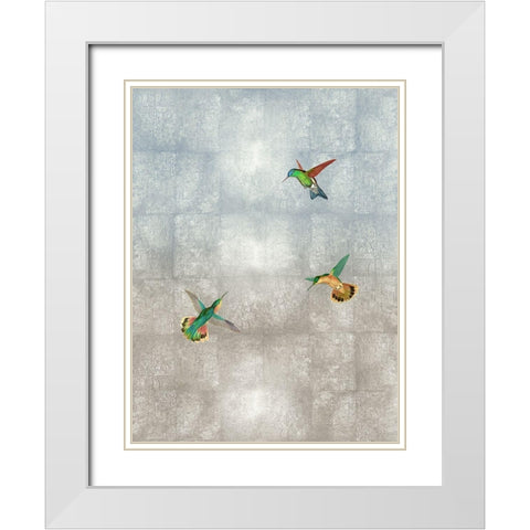 Hummingbirds II White Modern Wood Framed Art Print with Double Matting by Blake, Madeline