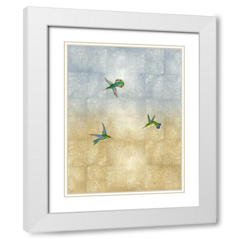 Hummingbirds in Flight I White Modern Wood Framed Art Print with Double Matting by Blake, Madeline
