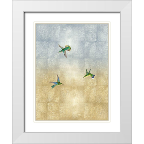 Hummingbirds in Flight I White Modern Wood Framed Art Print with Double Matting by Blake, Madeline