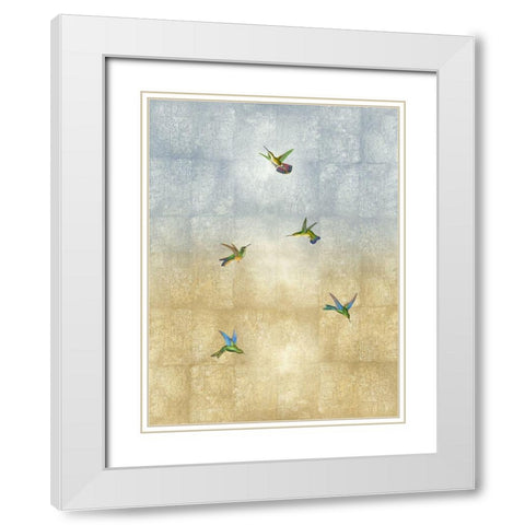 Hummingbirds in Flight II White Modern Wood Framed Art Print with Double Matting by Blake, Madeline