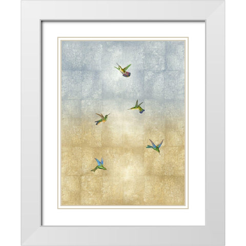 Hummingbirds in Flight II White Modern Wood Framed Art Print with Double Matting by Blake, Madeline