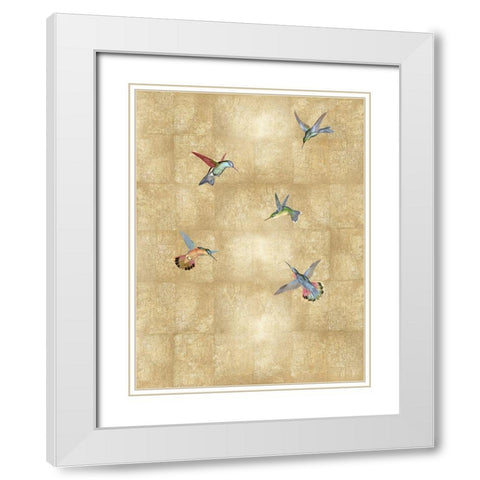 Hummingbirds on Gold V White Modern Wood Framed Art Print with Double Matting by Blake, Madeline
