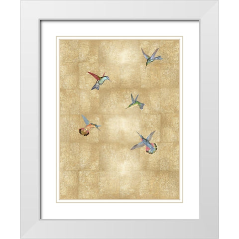 Hummingbirds on Gold V White Modern Wood Framed Art Print with Double Matting by Blake, Madeline