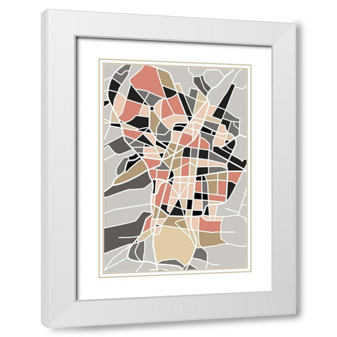 City Grid White Modern Wood Framed Art Print with Double Matting by Creative Artists Studio